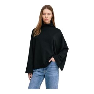 Marcella NYC Black Mock Neck Relaxed-Fit Women's Sweatshirt